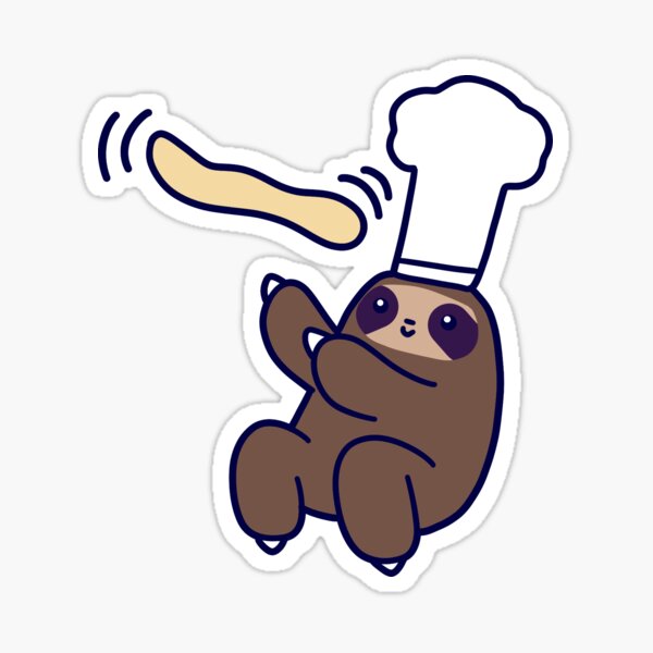 Baker Sloth Pizza Dough Sticker