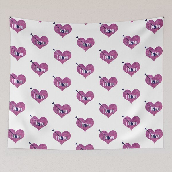 Item preview, I Dig You Valentine’s Day Abstract Pink Grid Heart with Arrow designed and sold by AMSonArt.