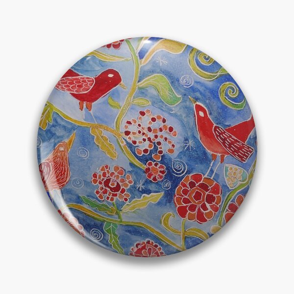 Item preview, Birds on doodle flowers designed and sold by Casimirasart.