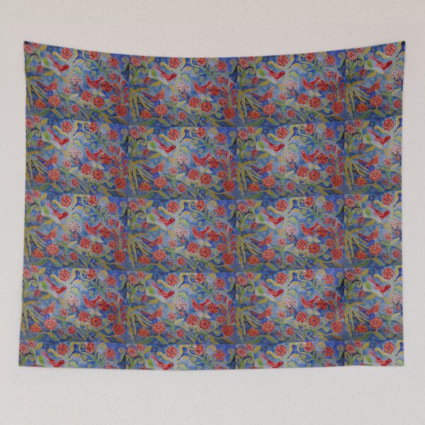 Item preview, Birds on doodle flowers designed and sold by Casimirasart.