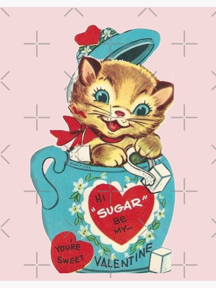 Hi Sugar Vintage Kitten Valentine's Day Card Photographic Print