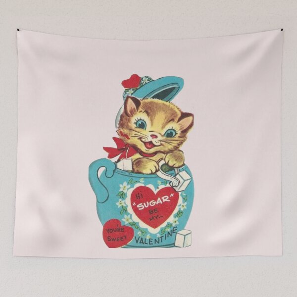 Item preview, Hi Sugar Vintage Kitten Valentine’s Day Card designed and sold by Bellathewilde.
