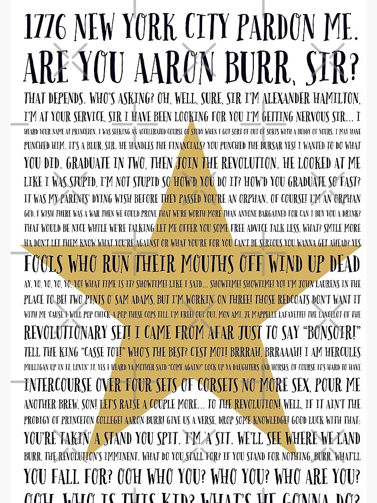 Alexander Hamilton Song Lyrics Aaron Burr Sir Lyrics Hamilton Song