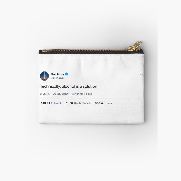 Item preview, Elon Musk Tweet - "Technically, alcohol is a solution."  designed and sold by thedesignofoz.