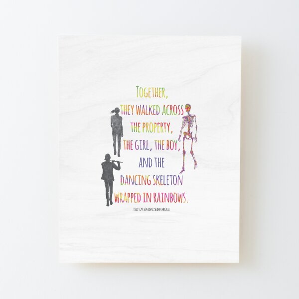 Dancing Skeleton Wrapped In Rainbows Wood Mounted Print