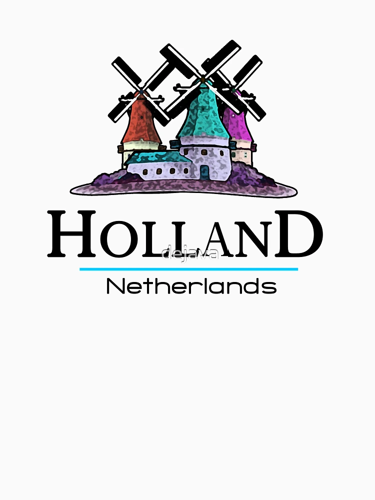 Imagen 4 de 4, Camiseta entallada de cuello en V con la obra Holanda, diseñada y vendida por dejava.