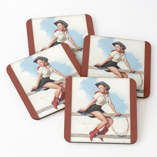Item preview, Cowgirl on Fence Vintage Pin Up  designed and sold by RBEnt.