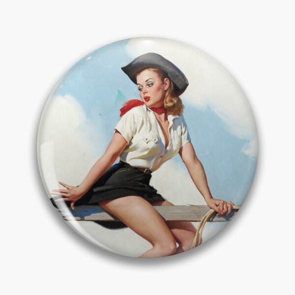 Item preview, Cowgirl on Fence Vintage Pin Up designed and sold by RBEnt.