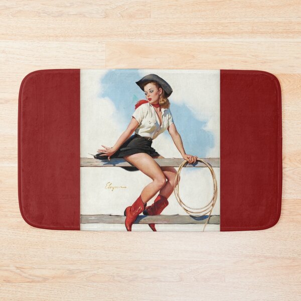 Item preview, Cowgirl on Fence Vintage Pin Up  designed and sold by RBEnt.