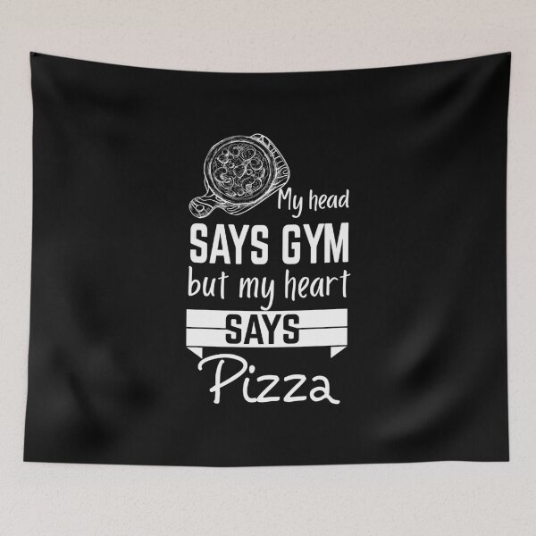 Item preview, My head says gym but my heart says pizza shirts gifts and products designed and sold by glitchman2.