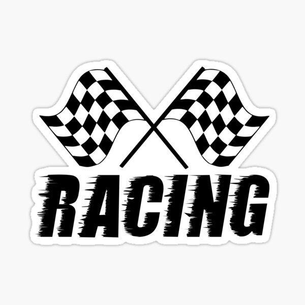 stock car sticker Vinyl wall art decal "Chequered Flags" track day 