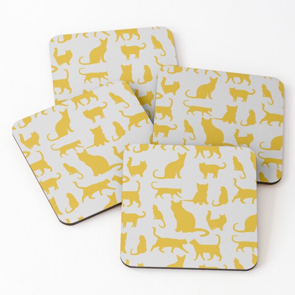 Item preview, Mustard Furries Cat Kitten Grey Design Print designed and sold by LittleIconShop.