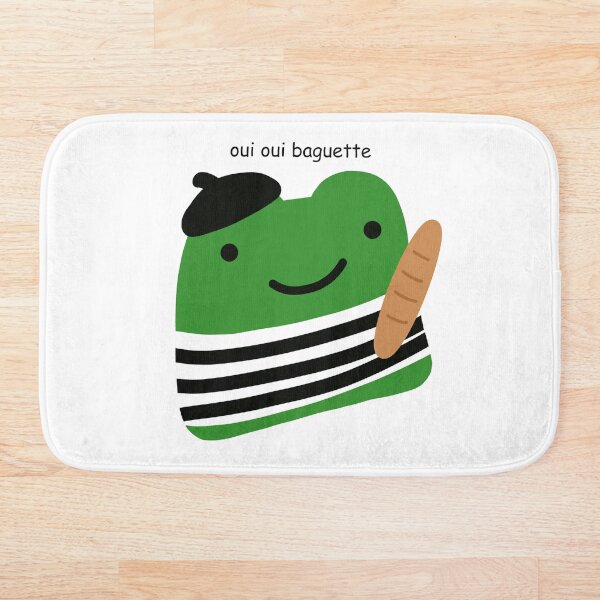 oui oui baguette french frog Bath Mat