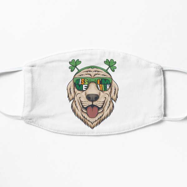 St Patricks Day Dog, Kiss Me I'm Irish Funny Flat Mask