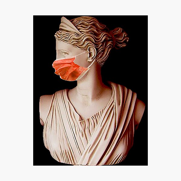 Item preview, Roman sculpture of a woman with an orange mask designed and sold by That Store With the Fun Stuff.