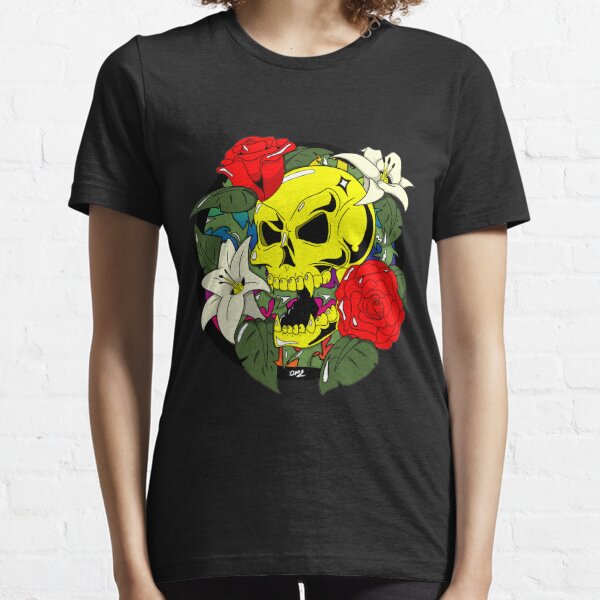 Amour Women's Skull Graphic T Shirt Ladies Gift Shirt Women's Roses Skull T-Shirt -Women's Graphic Shirt Skulls And Roses Shirt