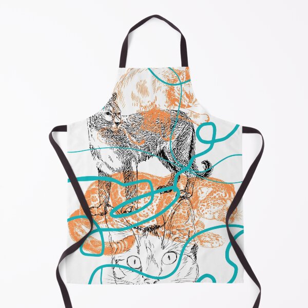 Item preview, Big Cat Small Cat Teal Orange Design Print designed and sold by LittleIconShop.