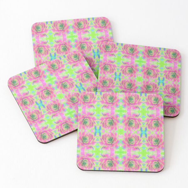Item preview, Sedum Rosette Pattern in Lime Green and Pink designed and sold by myrubiogarden.