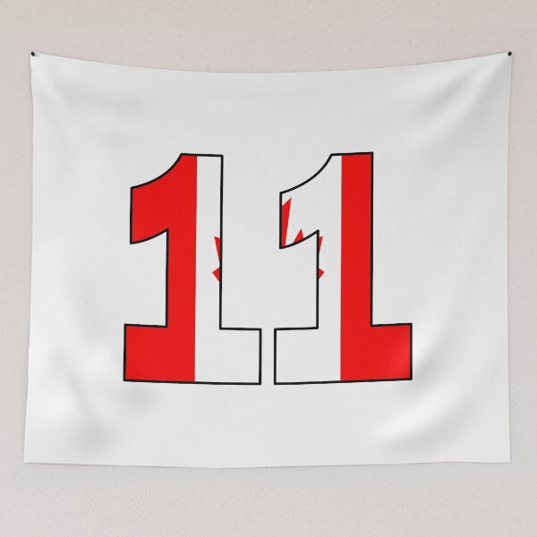 Item preview, Number 11 with Canadian flag on the background designed and sold by AllShirts21.