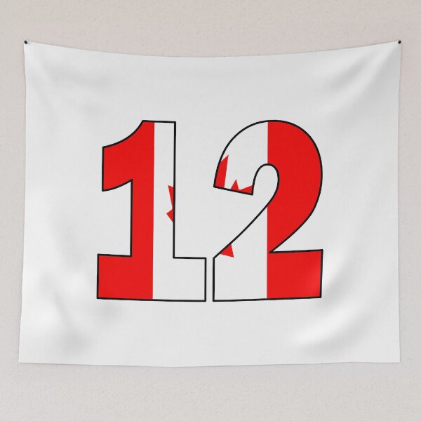 Item preview, Number 12 with Canadian flag on the background designed and sold by AllShirts21.