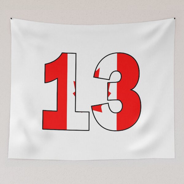 Item preview, Number 13 with Canadian flag on the background designed and sold by AllShirts21.