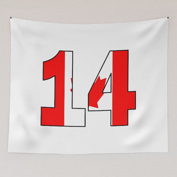 Item preview, Number 14 with Canadian flag on the background designed and sold by AllShirts21.