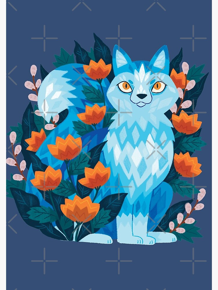 Blue Wolf In The Flowers by michelledraws