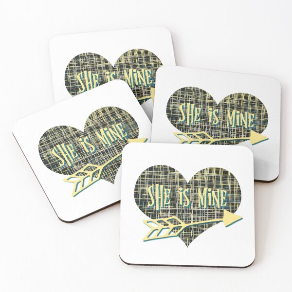 Item preview, She is Mine Valentine’s Day Abstract Yellow Grid Heart with Arrow   designed and sold by AMSonArt.