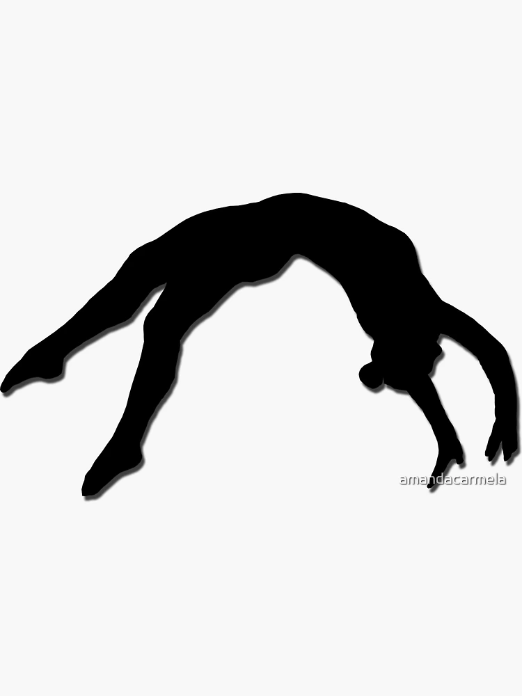 Gymnastics Silhouette Style - 17 Balance Beam Hand Spring - Blac - 30 H x  30 W - Peel and Stick Wall Decal
