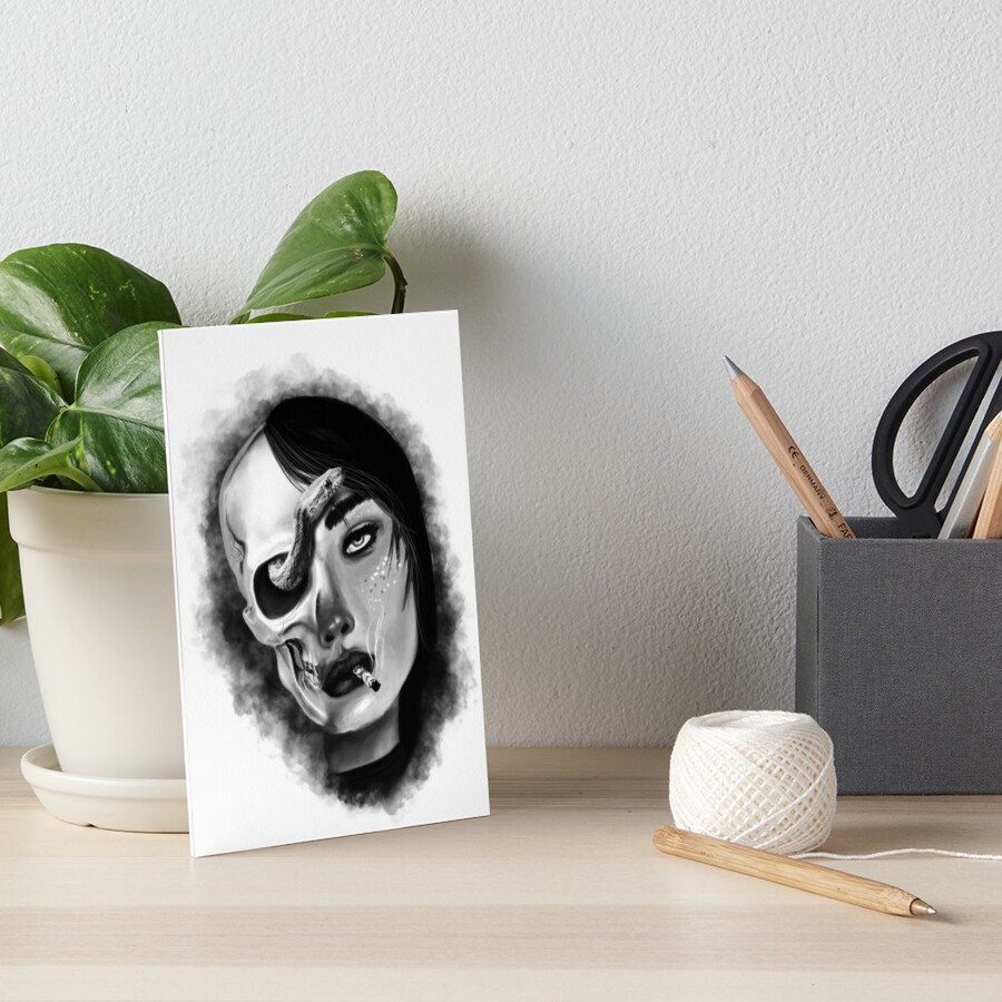 "Half Skull Half Face" Art Board Print for Sale by NadeemSArt Redbubble