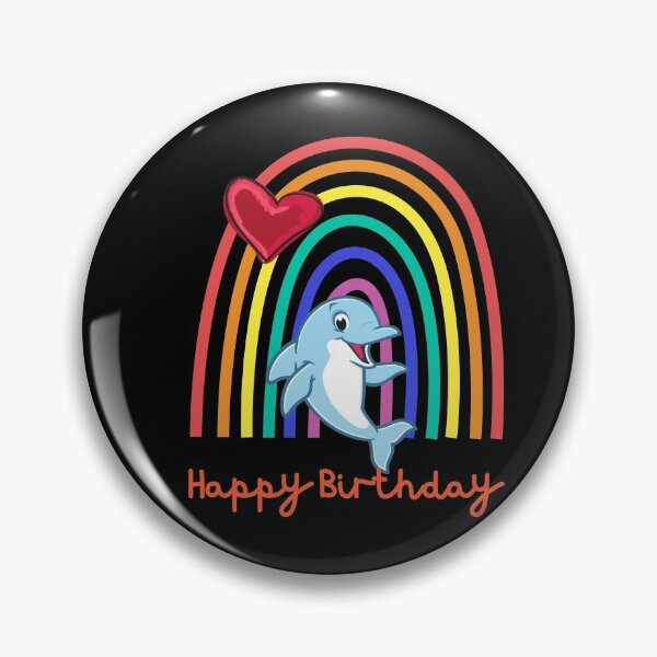 Item preview, Happy Birthday! Sweet dolphin / dolphin in front of rainbow & heart, happy birthday little dolphin! designed and sold by karlsageder.