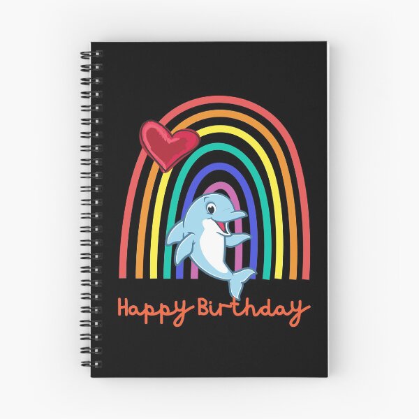 Item preview, Happy Birthday! Sweet dolphin / dolphin in front of rainbow & heart, happy birthday little dolphin! designed and sold by karlsageder.