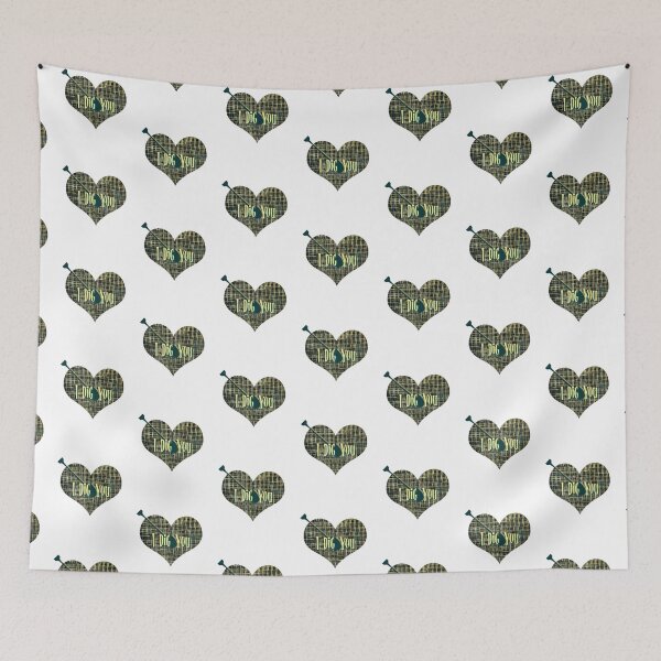 Item preview, I Dig You Valentine’s Day Abstract Yellow Grid Heart with Arrow   designed and sold by AMSonArt.