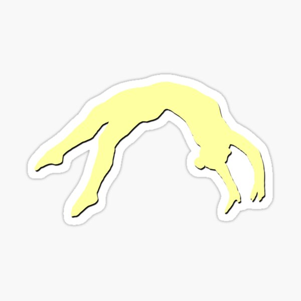 Light Yellow Back Handspring Gymnastics Silhouette Sticker For Sale