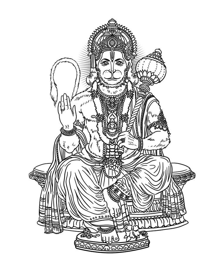 Learn How to Draw Lord Hanuman (Hinduism) Step by Step : Drawing Tutorials