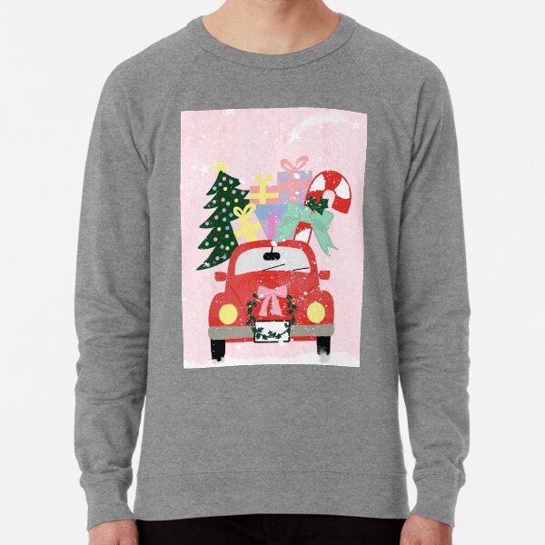 Red Christmas Truck In The Snow Lightweight Sweatshirt