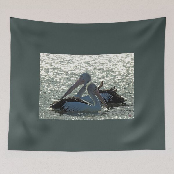 Item preview, just passing, pelicans gather in the summer sun. designed and sold by Trish Hart.
