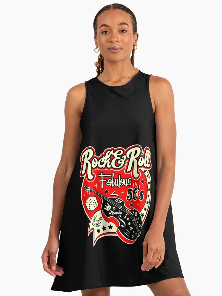 1950s Sock Hop Dance Party 50s Rockabilly Vintage Rock and Roll Music" A-Line  Dress for Sale by MemphisCenter | Redbubble