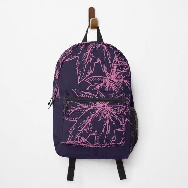 Item preview, Pink maple leaves on very dark blue-violet designed and sold by fowons.
