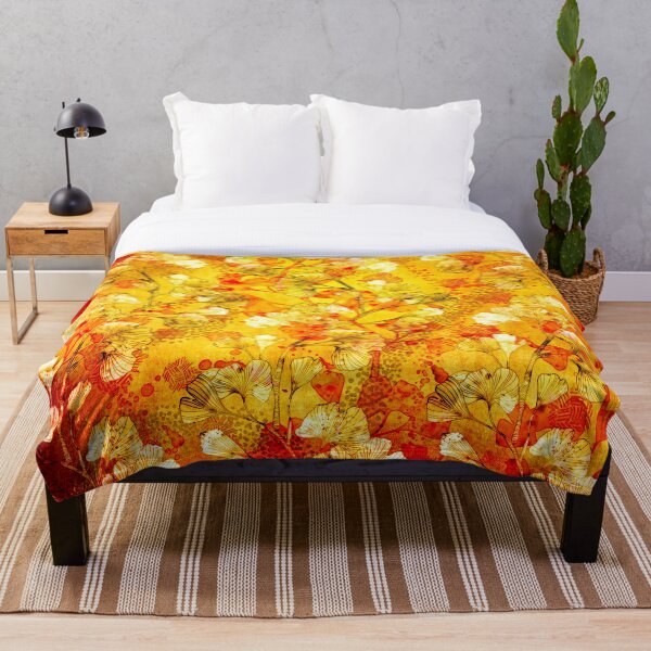 Ginkgo leaves Throw Blanket