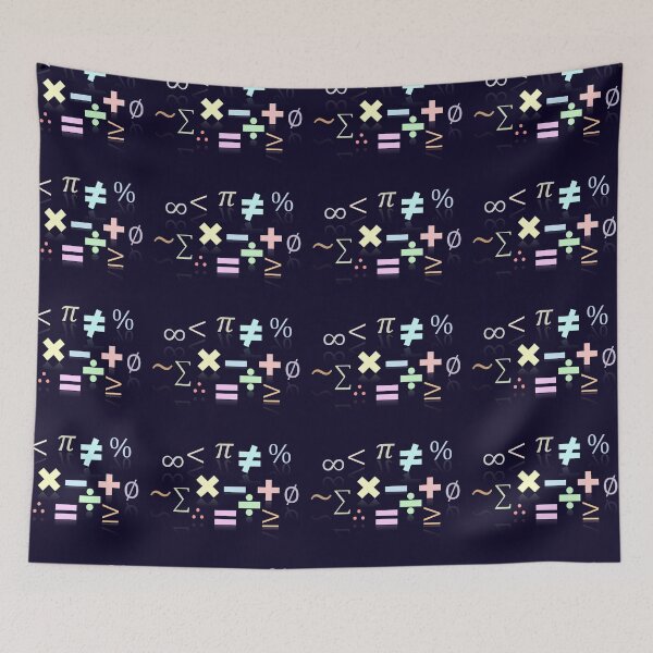 Item preview, Math symbols colored in pastel with reflection, endless pattern designed and sold by bubbley2021.