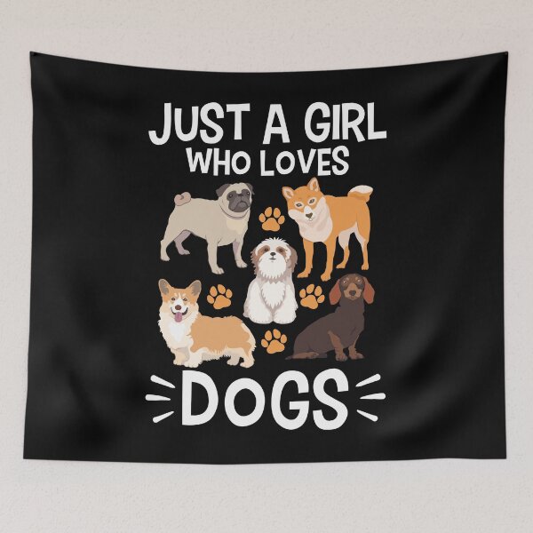 Item preview, Just a Girl Who Loves Dogs Dog Lover Gift for Girls T-Shirt  designed and sold by ryanpensyp.