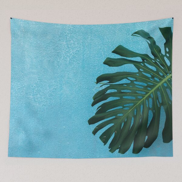 Item preview, Banana leaves on blue background designed and sold by julidescole.