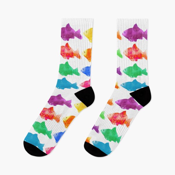 Item preview, Multicolored watercolor goldfish in rows designed and sold by soupstock.