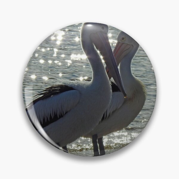 Item preview, starcrossed lovers. Australian pelican pair on san remo beach designed and sold by Trish Hart.