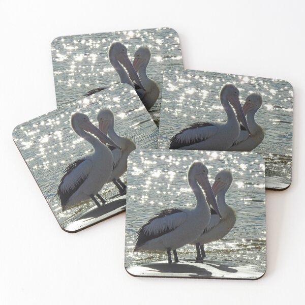 Item preview, starcrossed lovers. Australian pelican pair on san remo beach designed and sold by Trish Hart.