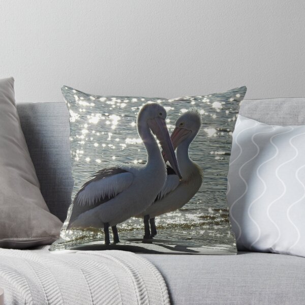 Item preview, starcrossed lovers. Australian pelican pair on san remo beach designed and sold by Trish Hart.