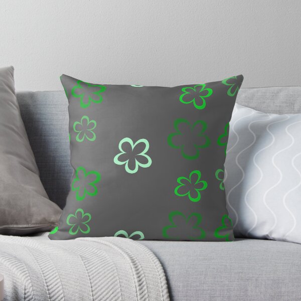 Funky Green Retro Flowers Sticker Pack Throw Pillow