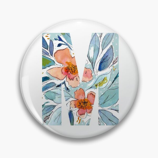 Item preview, Letter M - Watercolor Florals & Polka Dots designed and sold by vicnat.