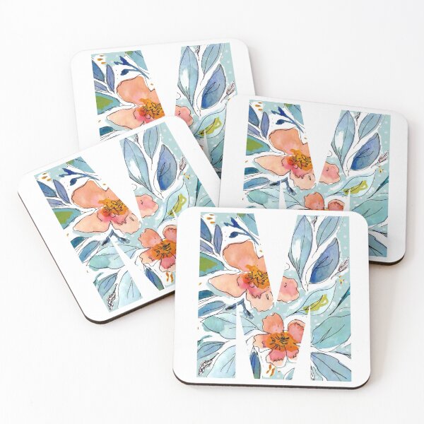 Item preview, Letter M - Watercolor Florals & Polka Dots designed and sold by vicnat.